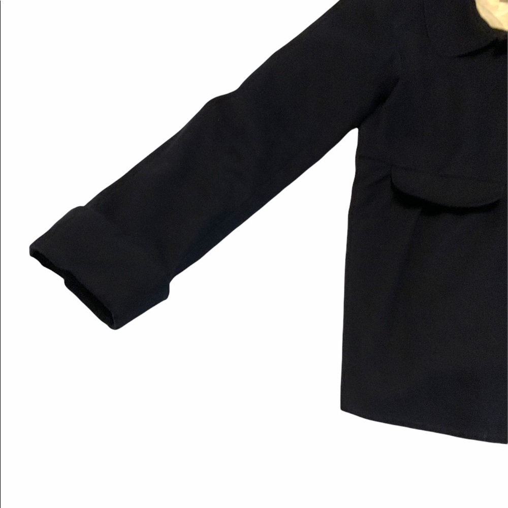 J.Crew Navy Blue Long Sleeve Button Down Pocket Pleated 100% Cotton Blazer-6 - Picture 3 of 9